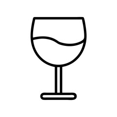 wine glass icon, foods line art, foods vector - simple black line art icon of wine glass perfect for logos, and foods -themed designs.