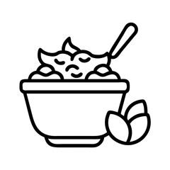 yogurt with granola icon, foods line art, foods vector - simple black line art icon of yogurt with granola perfect for logos, and foods -themed designs.