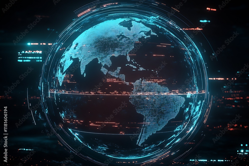 Poster Advanced Global Connectivity Visualization in a Blue Digital Cyber World : Generative AI