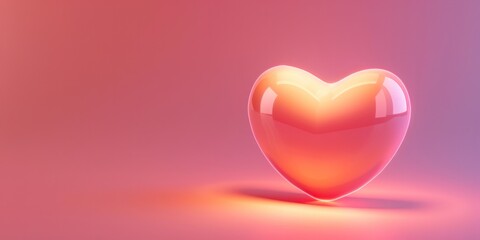 modern 3D heart glow light shining pastel pink lovely background and copy space