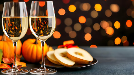 Autumnal Sparkling Wine Still Life