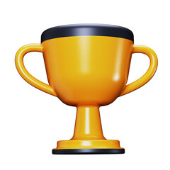 3d render of yellow golden award trophy cup