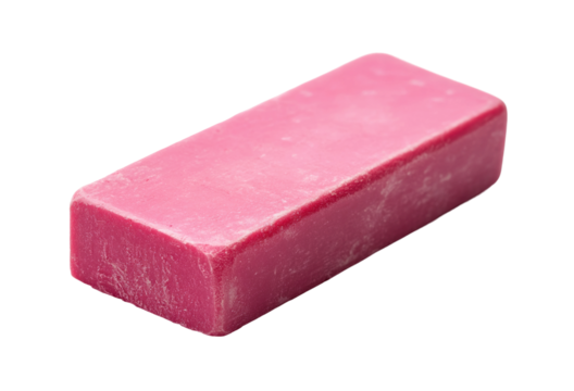 Pink rectangular soap bar with smooth surface, clean hygiene product, beauty accessory, skincare essential, bathing, freshness, minimal, isolated on transparent background