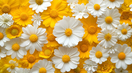 Fototapeta premium White & Yellow Daisies Bloom Beautifully Together