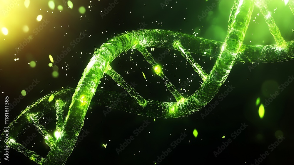 Aufkleber Genetic DNA Helix Concept Art with Floating Light Particles : Generative AI