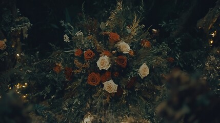 Autumnal Floral Arrangement Dark Romantic Setting