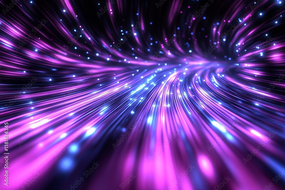 Leinwandbilder Mesmerizing Flow of Neon Light Waves in a Celestial Vortex : Generative AI