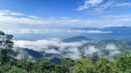 Majestic Mountain Range with Misty Valley