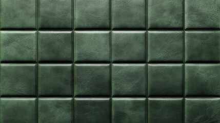 Fototapeta premium Close-up of dark green leather tiles, creating a textured and elegant backdrop.