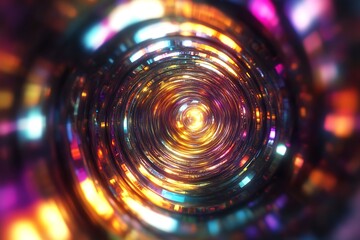Obraz premium Abstract Multicolored Vortex with Bright Light Center in Digital Art Form : Generative AI