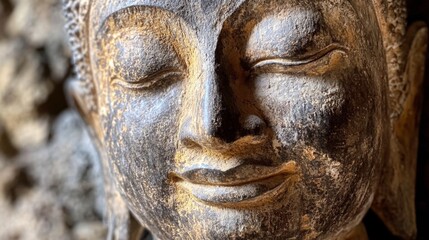 Buddha Statue Face Close Up: Ancient Wisdom