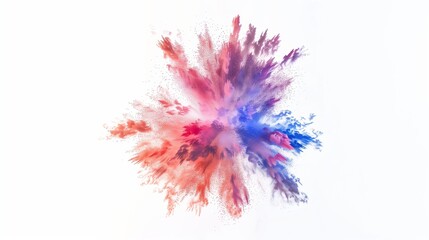 A burst of colorful fireworks frozen mid-explosion, isolated on white.