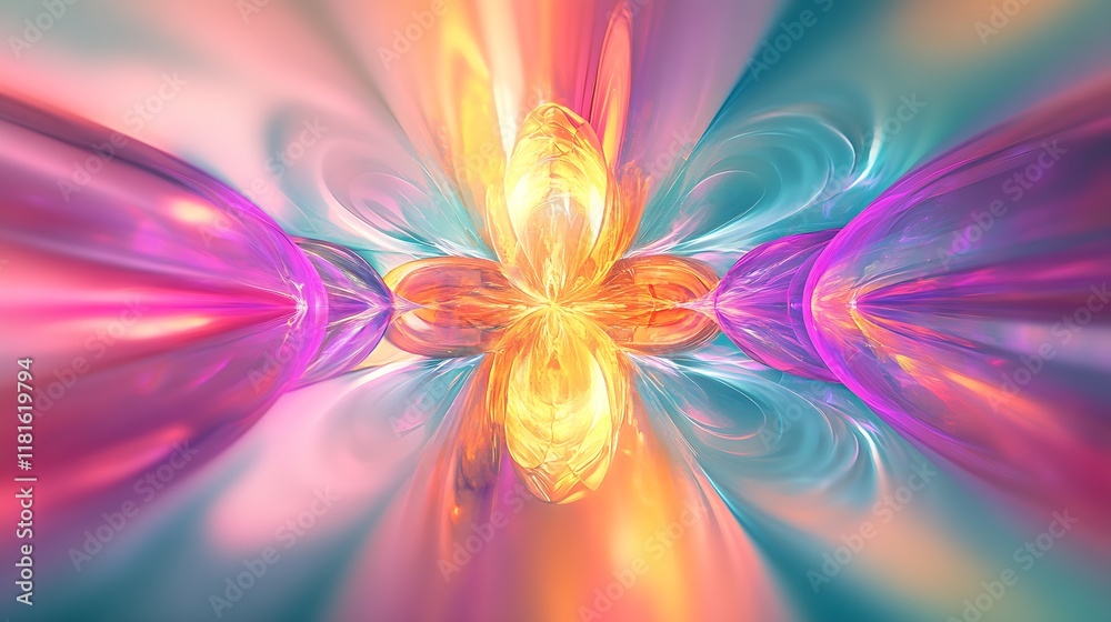 Aufkleber Symmetrical Abstract Fusion of Colors Creating a Kaleidoscope Effect : Generative AI