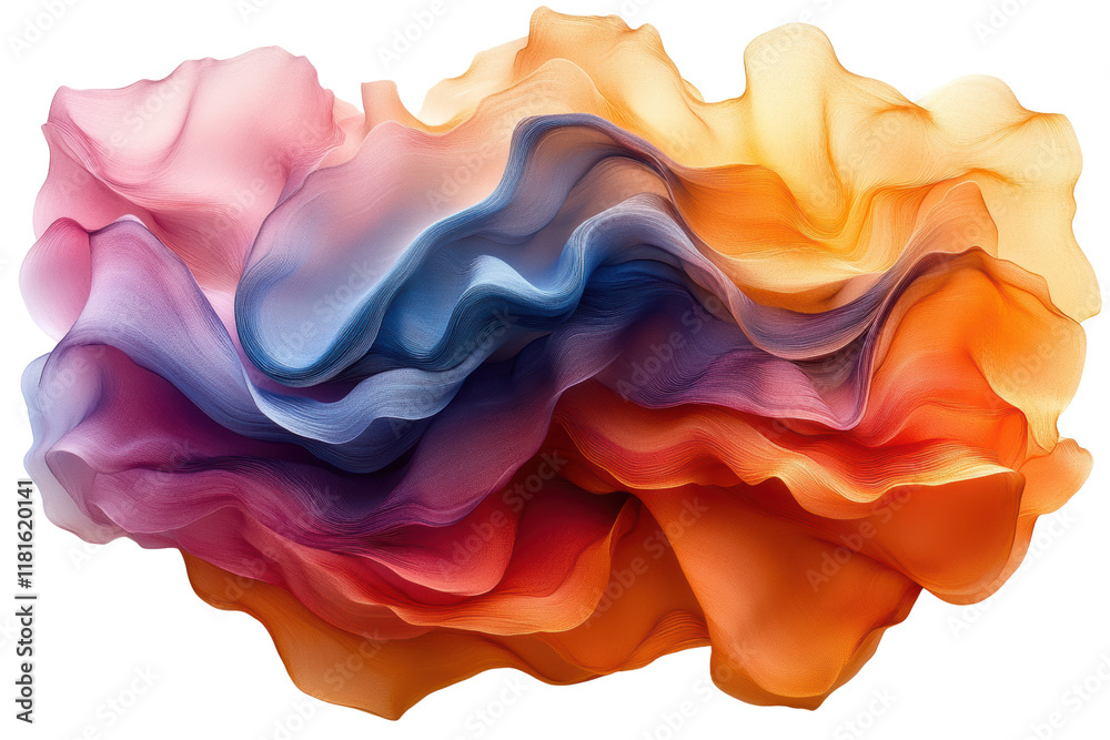 Poster a vibrant and flowing abstract composition featuring soft curves and gradients in shades of orange, 