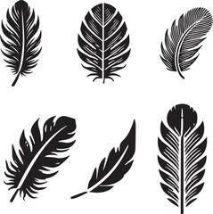 Obraz premium feather vector silhouette icon set. shield icons, feather logo style vector