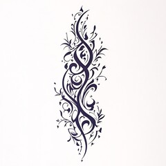 Elegant Floral Swirl Design: A Vertical Tapestry of Intricate Curls and Flourishes
