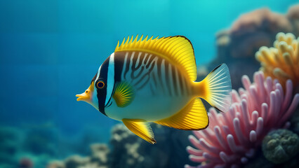 Obraz premium Colorful Butterflyfish in a Tropical Reef