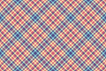 Shape vector plaid pattern, 30s tartan fabric textile. Individuality texture check background seamless in yellow and indigo colors.