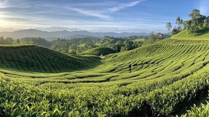 Fototapeta premium Breathtaking Tea Plantation Landscape