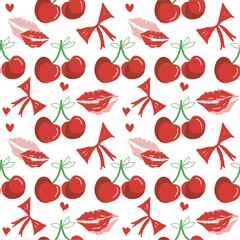 A seamless of cherry isolate on white background.red. Hot.


