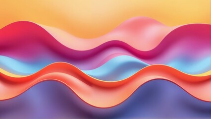 Colorful abstract image with smooth, wavy layers in pink, purple, blue, and orange tones creating a gradient effect.