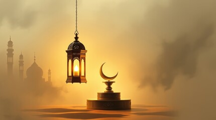 Fototapeta premium islamic background lantern lamp ramadan kareem modern random podium