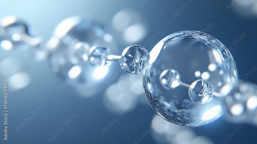 Poster Abstract artistic depiction of intricate water molecule structures with light reflections : Generative AI