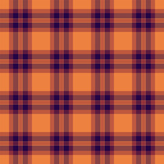 Vibrant orange and purple plaid pattern.  Perfect for fall designs, textile prints, website backgrounds, or autumn-themed projects.  Seamless repeat texture adds visual interest and style.