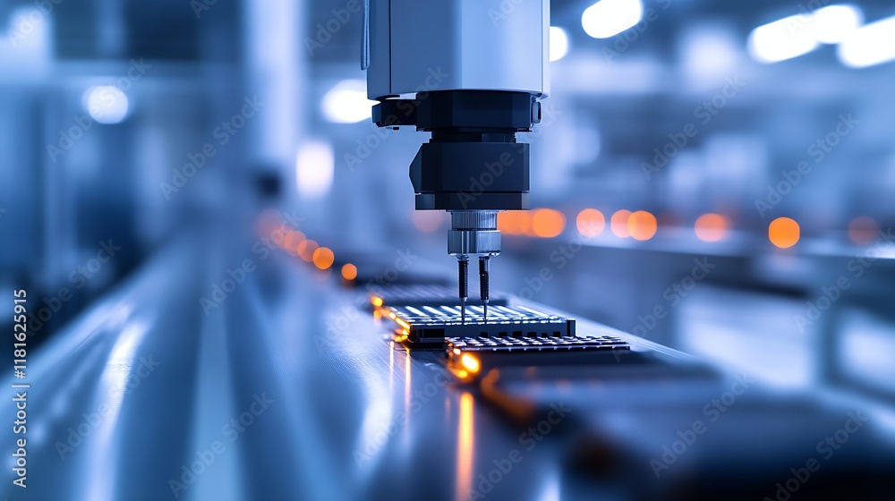 Aufkleber close-up of robotic arm in action on industrial production line : generative ai