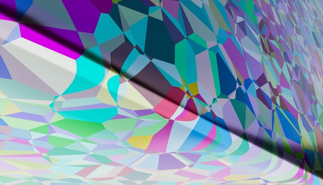 Vibrant 3D render of abstract color polygons