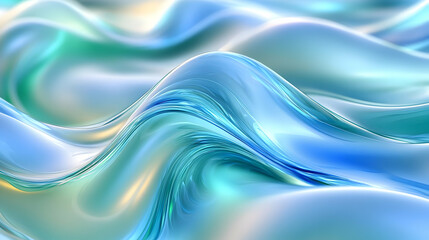 Fototapeta premium Abstract Blue Green Waves Flow Smoothly and Elegantly