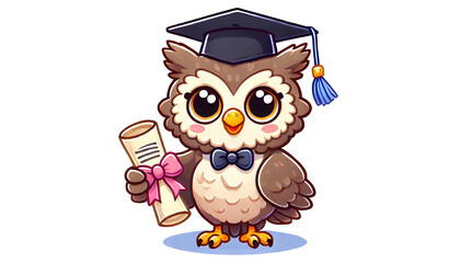 Isolated Cute Owl for Education
