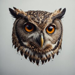A sleek and modern owl logo design, clear background.