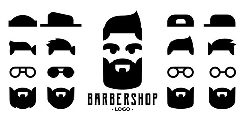 vector illustration showing different types of modern and classic hairstyles available at barber shop
