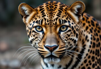 Obraz premium Close-up of a Majestic Leopard's Face