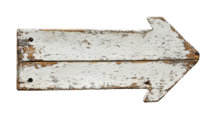 Wooden direction arrow sign pointing right for clear guidance and navigation purposes. Isolated on transparent background, png.