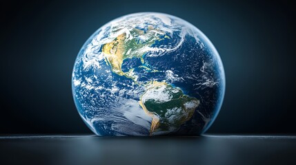 Fototapeta premium A realistic view of Earth against a dark background. Ideal for science, space, or environmental topics.