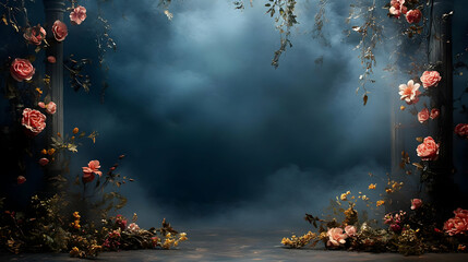 Floral Pillars Frame a Moody, Dark Background Beautifully Decorated