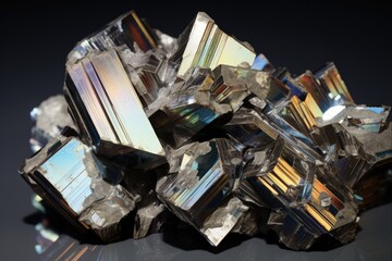 Brilliant Germanium Crystals For Atom Analysis. Beautifully Bright Rare Metal Samples with Arsenic and Boron on Cash Background