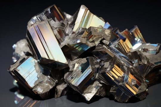 Brilliant Germanium Crystals For Atom Analysis. Beautifully Bright Rare Metal Samples with Arsenic and Boron on Cash Background