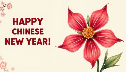 Obraz premium Red flower with yellow center and 