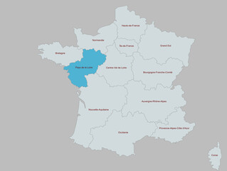 Detailed Map Highlighting Pays de la Loire Region of France