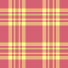 Reel check fabric texture, clan pattern textile plaid. Harmony vector tartan seamless background in red and orange colors.