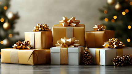 Gift Giving Celebrates Winter Holidays Festively with Presents Beautifully Wrapped
