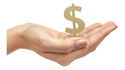 The Power of Wealth: Supportive Hand with Dollar Sign on White Background