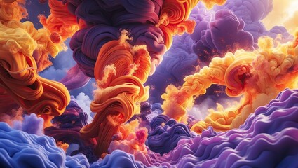 Obraz premium A detailed vibrant and exaggerated abstract colorful cloud