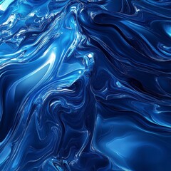Obraz premium Stunning Abstract Blue Liquid Art: A mesmerizing display of fluid dynamic patterns and intricate color blends. A captivating digital art piece showcasing a rich blue color palette.