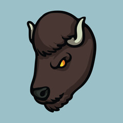 Bison head cartoon vector illustration