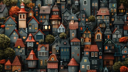 Fototapeta premium A Large Group of Colorful Houses in a Small Town