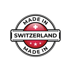 Made in Switzerland label icon emblem isolated on white background